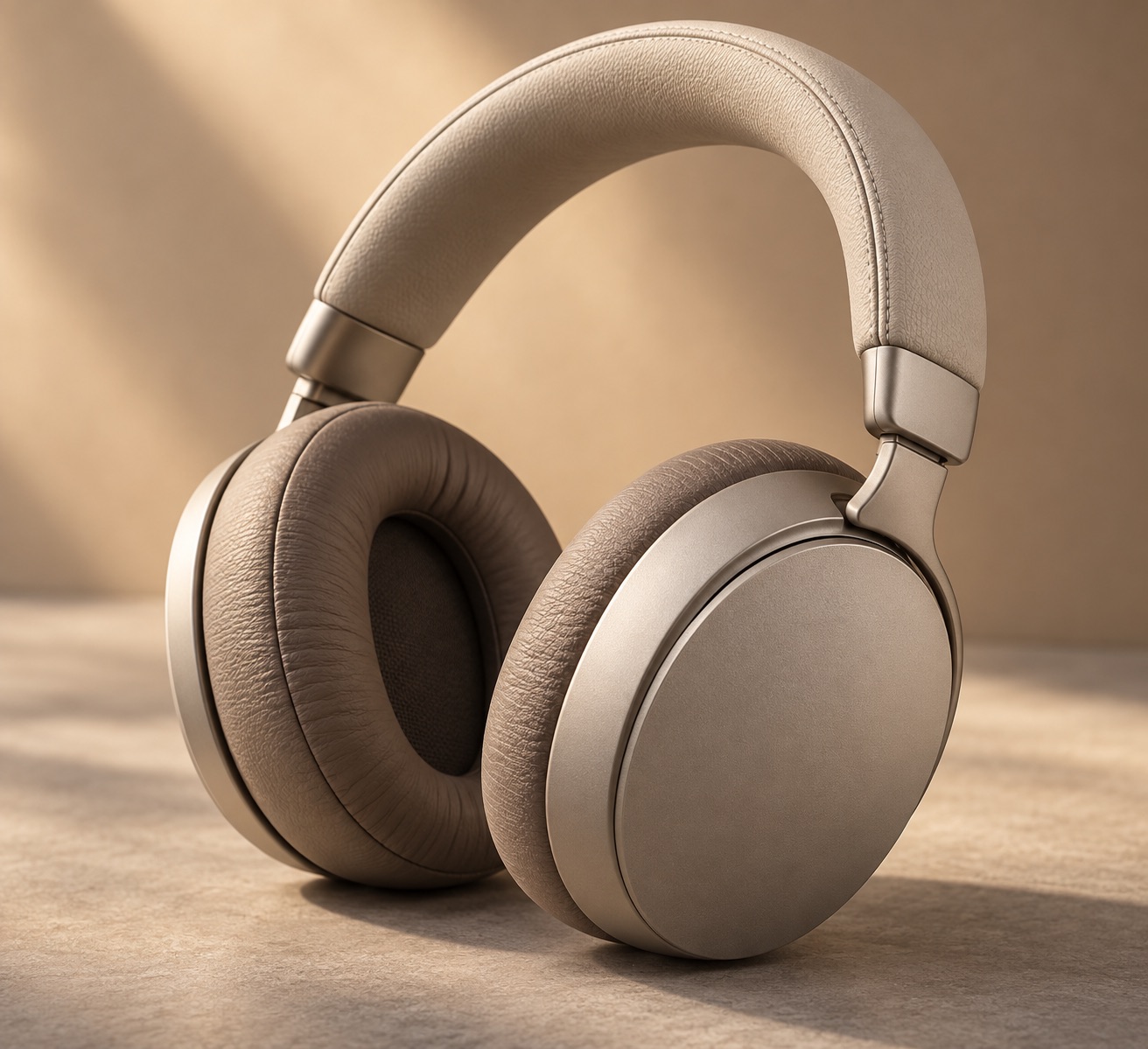 Conceptual illustration, not Nothing’s actual headphones: close view of generic over-ear cushions and padded headband.